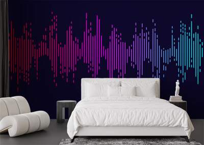 Modern sound wave equalizer. Vector illustration on dark background Wall mural