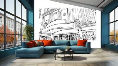 Building view with landmark of Columbus is the state capital and the most populous city in the U.S. state of Ohio. Hand drawn sketch illustration in vector. Wall mural