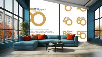 anniversary logo style set with brown color can be use for celebration moment Wall mural