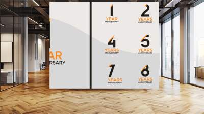 anniversary logo style set with yellow, black color and slash can be use for celebration moment Wall mural