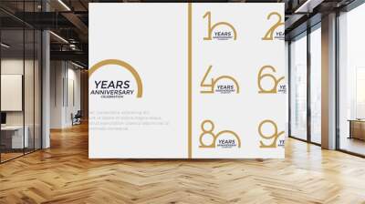 set of anniversary logo brown color on white background for celebration moment Wall mural