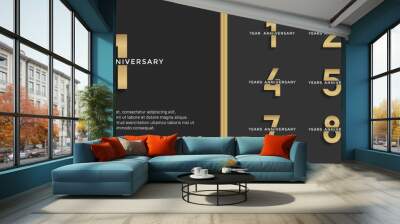 set of anniversary logo golden color on black background for celebration moment Wall mural