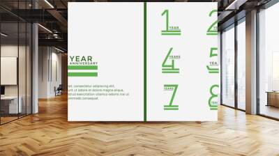 set of anniversary logo green color on white background for celebration moment Wall mural