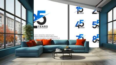 set of anniversary logotype black and blue color on white background for celebration moment Wall mural