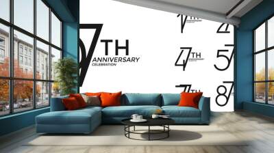 set of anniversary logotype black flat color special edition on white background for celebration Wall mural