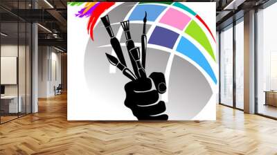 art brush hand Wall mural