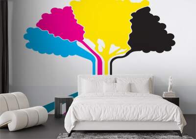 cmyk tree Wall mural