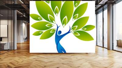 Illustration art of a yoga tree logo with isolated background Wall mural