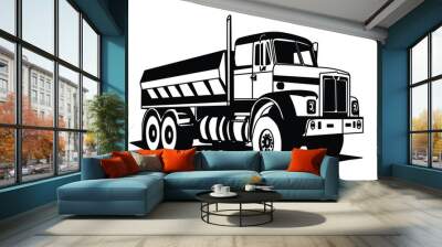 Designing the Wheeler Dump Truck Logo with Monochrome Style Wall mural