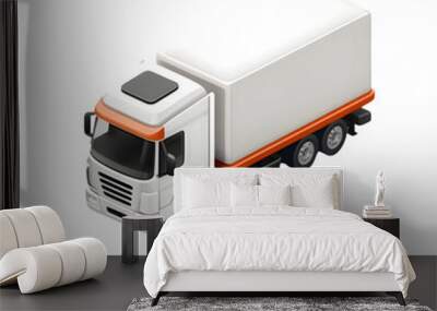 White delivery truck with orange accents, isolated on transparent background. Wall mural