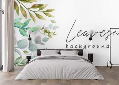 watercolor leaves background Wall mural