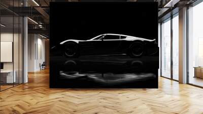 A black car with a sunroof is shown in a dark background Wall mural