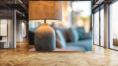 Close up of grey table lamp with interior background.Selective focus Wall mural