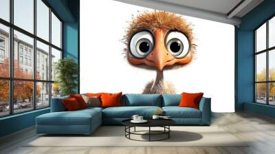 Funny cute ostrich character, illustration Wall mural