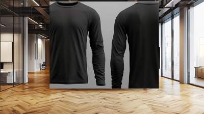 Long sleeve t-shirt for man front, side and back view. Wall mural