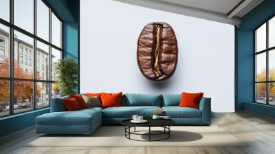 Single Coffee Bean on White Background Wall mural