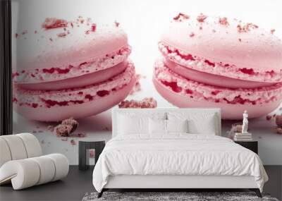 Two Pink Macarons with Crumbs Wall mural