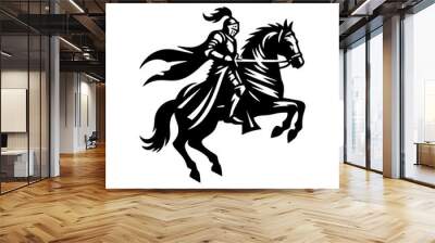 equestrian knight vector logo design. Horse warrior vector. war horse silhouette Wall mural