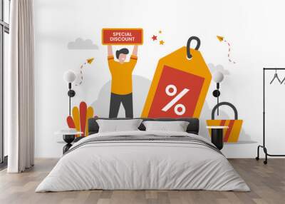 Sale and Offer Flat Concept Illustration Wall mural