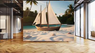 sailboat on the beach background  Wall mural