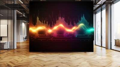 Abstract Sound waves. Frequency audio waveform, music wave HUD interface elements, voice graph signal cyberpunk, Generative ai Wall mural