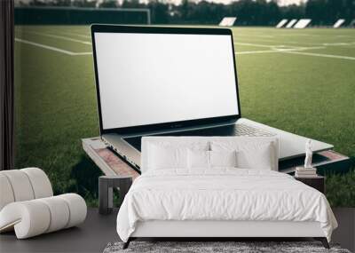 Modern laptop mockup on the American football stadium background
 Wall mural