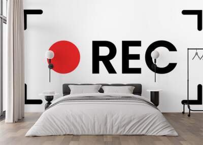 Recording sign, REC frame icon illustration background, recording icon button. Wall mural