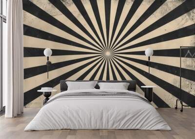 Black and white striped background with a radial gradient. AI generated images. Wall mural