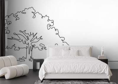 continuous line drawing of big tree environmental concept vector illustration Wall mural