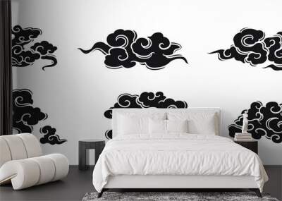 oriental chinese cloud silhouette vector set Wall mural