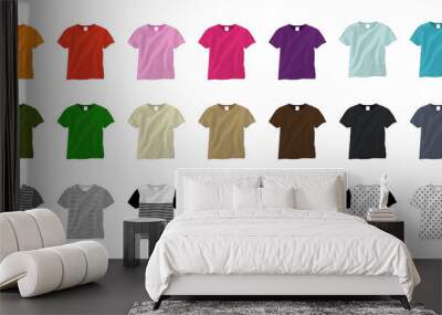 plain t shirt template vector illustration. colorful tone and stripe and polka dot pattern. Wall mural