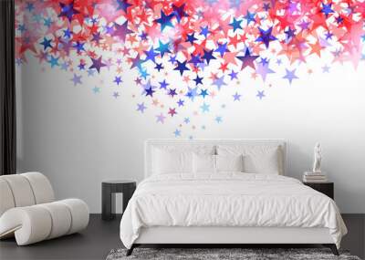 Red and blue stars isolated on white background vector Wall mural