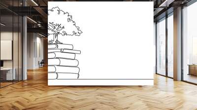 tree of knowledge vector illustration. One line drawing style hand drawn. Wall mural