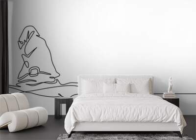 witch hat in continuous line drawing style wallpaper Wall mural