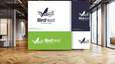 abstract nest logo , tree branches and roots , nature material , logo design vector. Wall mural