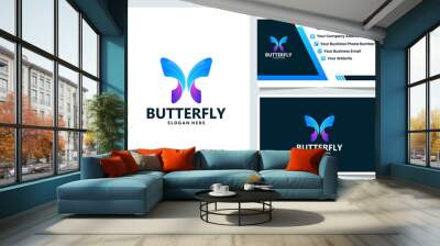 butterfly , color gradient,logo design and business card Wall mural