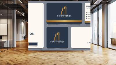 construction , builder , building ,gold color ,banner and business card , logo design inspiration Wall mural