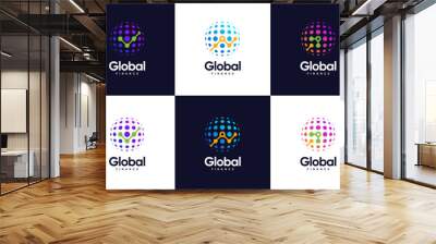 global finance logo collection, modern economy, connection strategy, digital investment, logo design vector. Wall mural