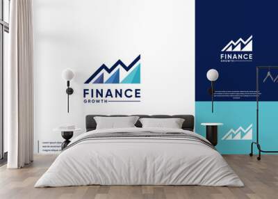 investment mountain logo, modern style, growth direction, logo design element. Wall mural