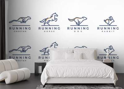 set logo running animal with line art logo design inspiration Wall mural