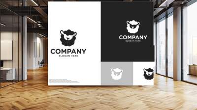 sheep logo, funny style, simple and adorable, logo design template. Wall mural