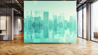 Abstract Vector Illustration, Futuristic green Urban city Landscape with Advanced Smart City Technology, de- urbanization concept, Graphic Resources, Wallpapers, Brochure, banner design, Advertising,  Wall mural