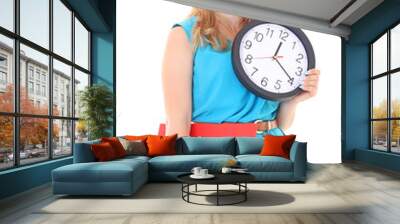 beautiful woman with the clock Wall mural