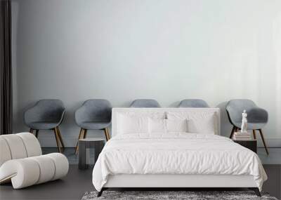 grey modern chairs near white wall with copy space Wall mural