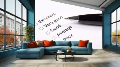 survey with excellent, very good, good, average and poor answers Wall mural