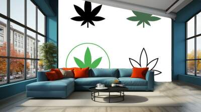 cannabis, marijuana leaf line icon Wall mural