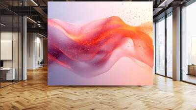 Abstract flowing light wave with pink and orange colors and a soft gradient background. Wall mural