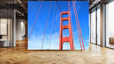 Crossing the Golden Gate Bridge on a bright sunny day in San Francisco. Wall mural