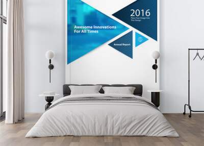 Cover design template for annual report with arrow in material style Wall mural