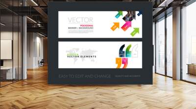 Vector set of modern horizontal website banners with diagonal po Wall mural